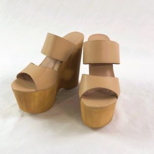 👡 WOODEN PLATFORM MULE SANDALS 👡